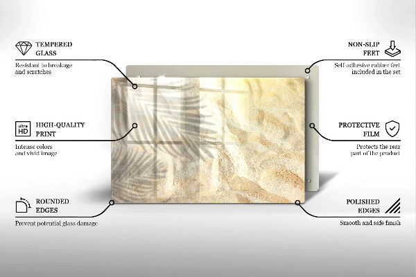 Üveg vágódeszka Pálmalevél és homok