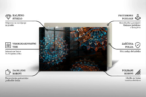 Üveg vágódeszka Boho vintage kerekek