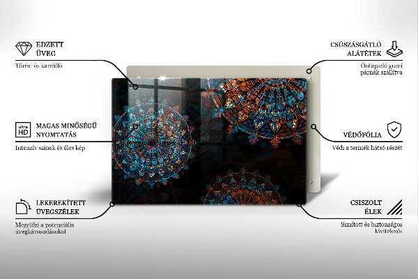 Üveg vágódeszka Boho vintage kerekek