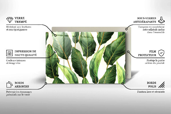 Üveg vágódeszka Banán levelek