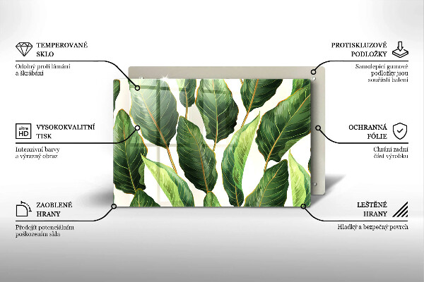 Üveg vágódeszka Banán levelek