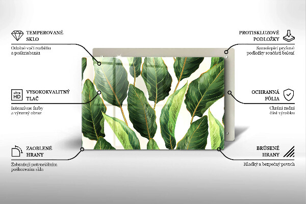 Üveg vágódeszka Banán levelek