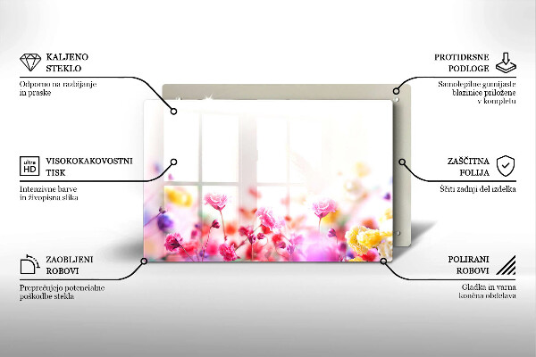 Üveg vágódeszka Virágos rét