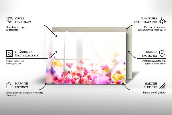 Üveg vágódeszka Virágos rét