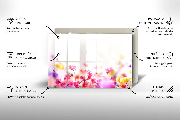 Üveg vágódeszka Virágos rét