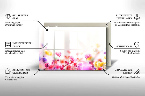 Üveg vágódeszka Virágos rét