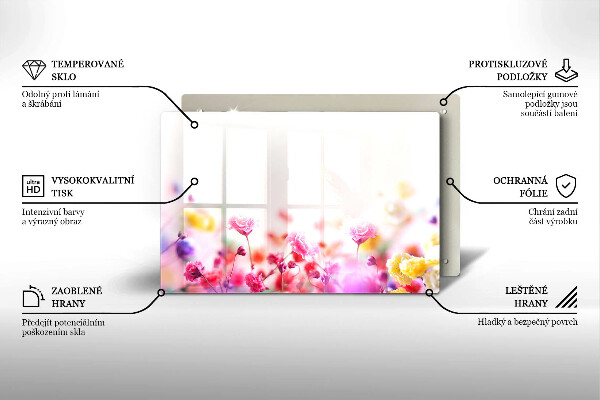 Üveg vágódeszka Virágos rét