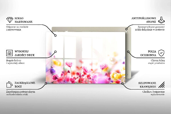 Üveg vágódeszka Virágos rét