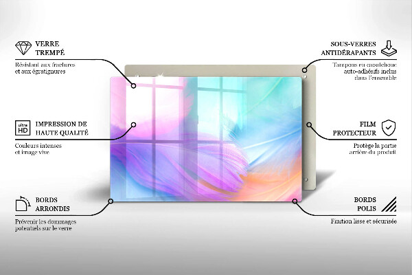 Üveg vágódeszka Pasztell tollak
