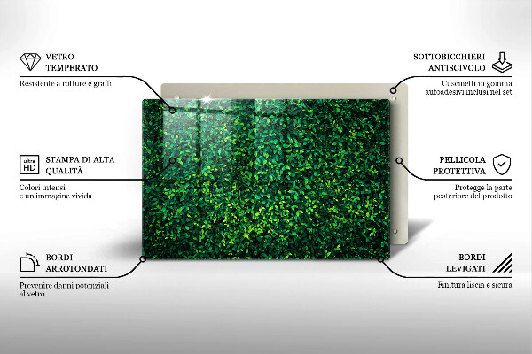 Üveg vágódeszka Növény kis levelekkel