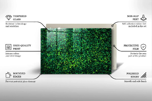 Üveg vágódeszka Növény kis levelekkel