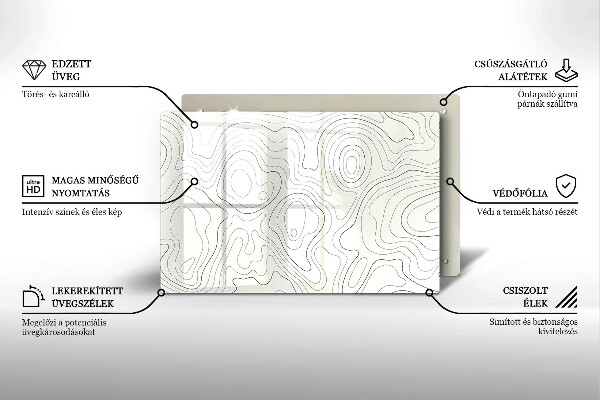 Üveg vágódeszka Line art design