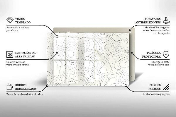 Üveg vágódeszka Line art design