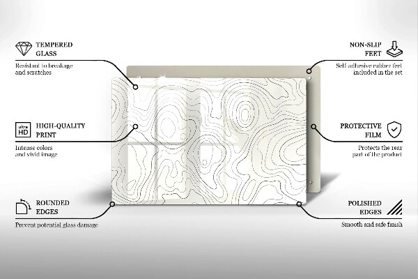 Üveg vágódeszka Line art design