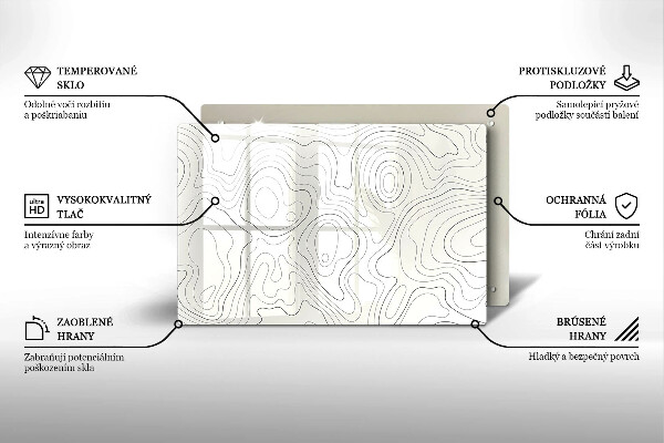 Üveg vágódeszka Line art design