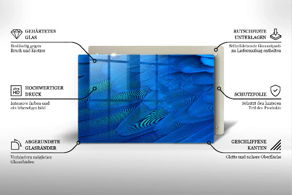 Üveg vágódeszka Madártollak