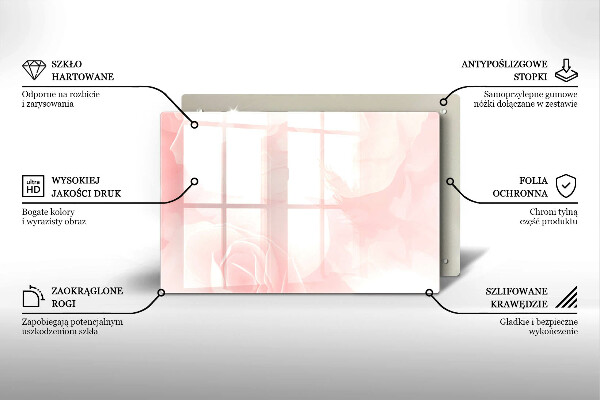 Üveg vágódeszka Pasztell rózsák háttér