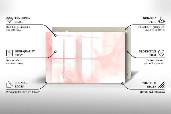 Üveg vágódeszka Pasztell rózsák háttér