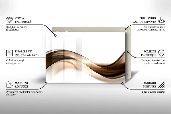 Üveg vágódeszka Absztrakt barna vonalak