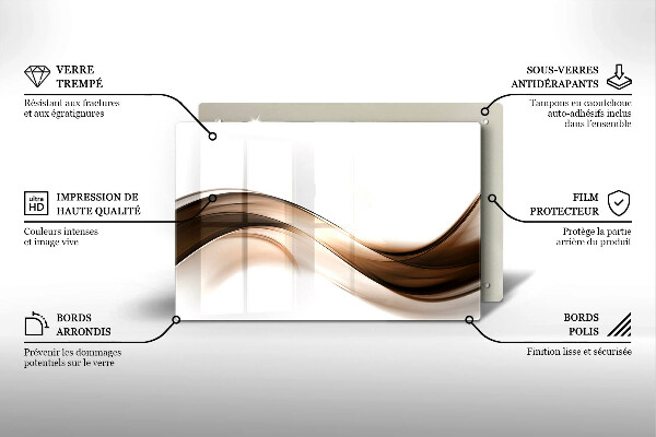 Üveg vágódeszka Absztrakt barna vonalak