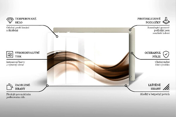 Üveg vágódeszka Absztrakt barna vonalak