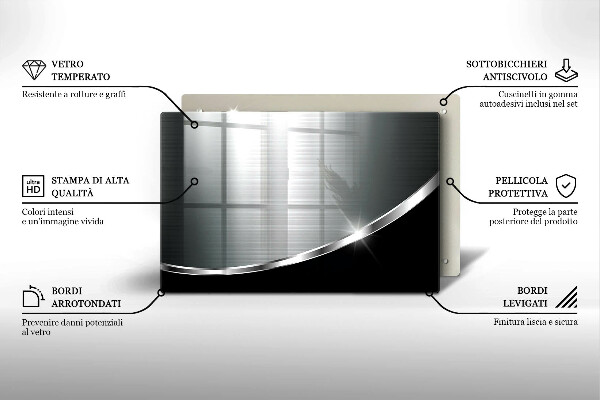 Üveg vágódeszka Absztrakció fémmel