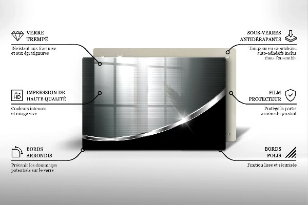 Üveg vágódeszka Absztrakció fémmel
