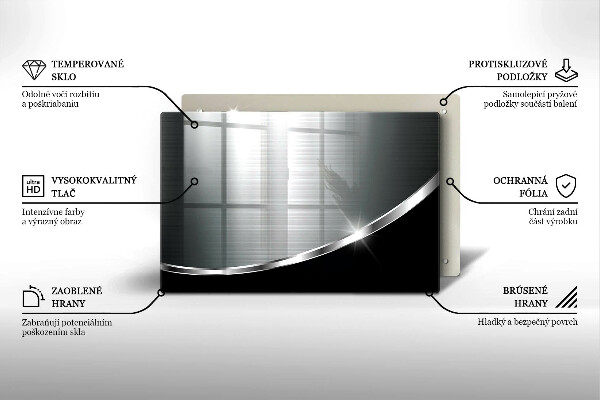 Üveg vágódeszka Absztrakció fémmel