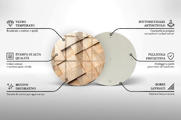 Üveg vágódeszka Fa négyzetek