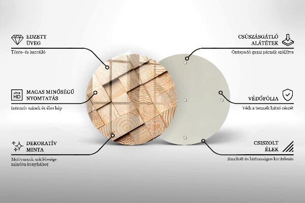 Üveg vágódeszka Fa négyzetek