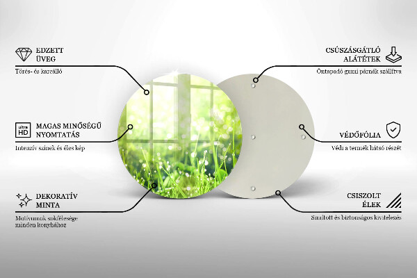 Üveg vágódeszka Természet - fű és harmat