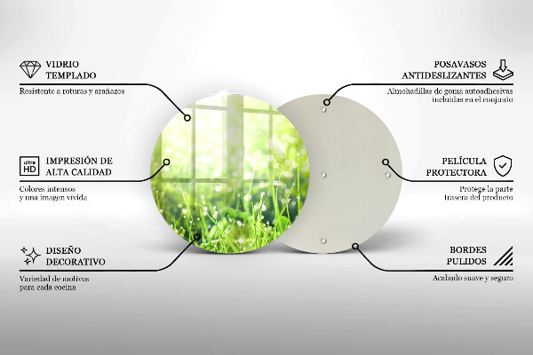 Üveg vágódeszka Természet - fű és harmat