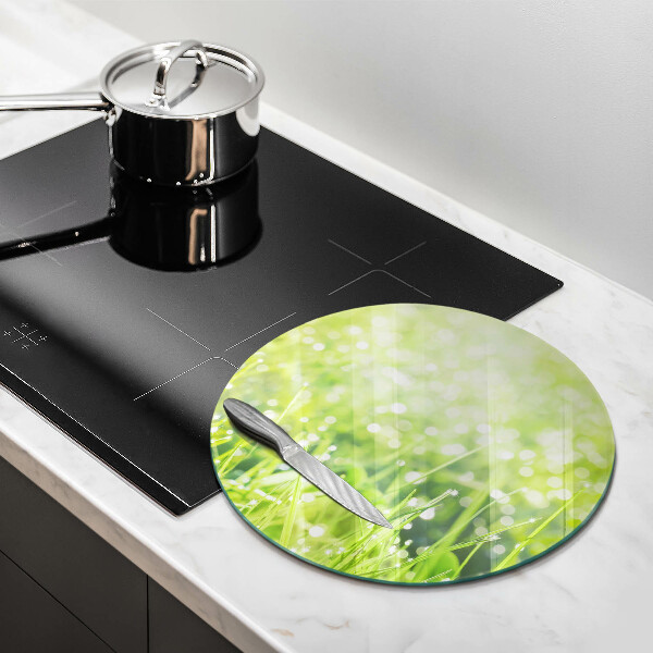 Üveg vágódeszka Természet - fű és harmat