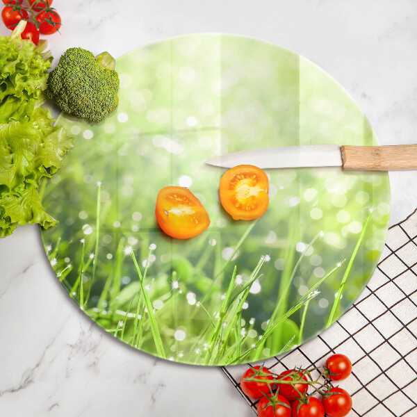 Üveg vágódeszka Természet - fű és harmat