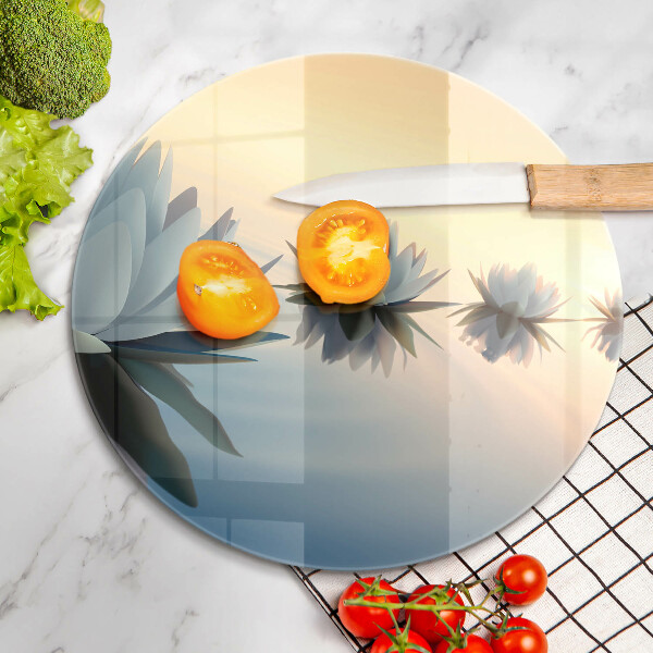 Üveg vágódeszka Liliom virágok a vízen