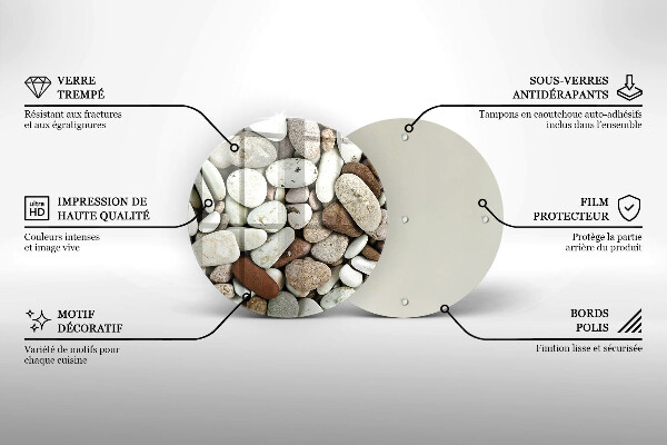 Üveg vágódeszka Kis kövek háttér