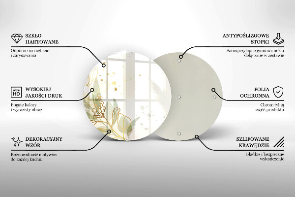 Üveg vágódeszka Akvarell és arany levelek