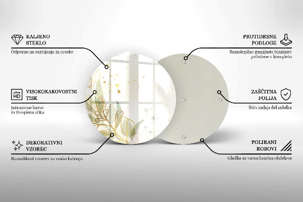 Üveg vágódeszka Akvarell és arany levelek