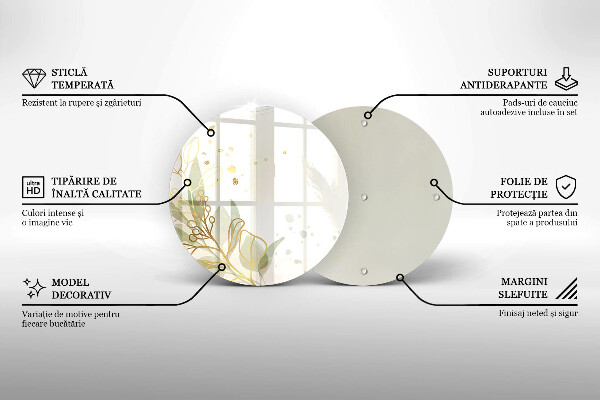 Üveg vágódeszka Akvarell és arany levelek