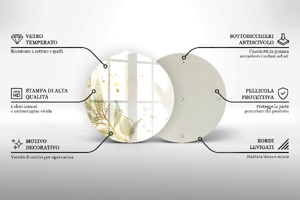 Üveg vágódeszka Akvarell és arany levelek