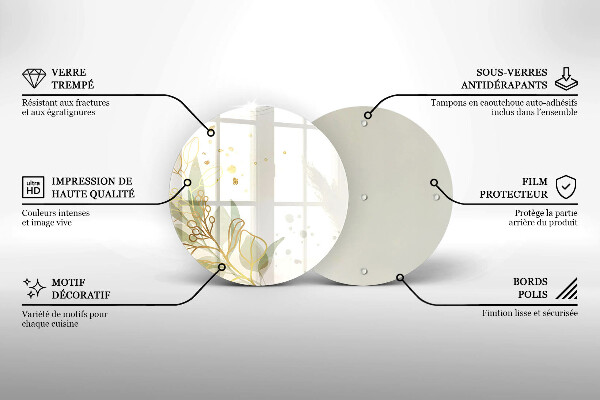 Üveg vágódeszka Akvarell és arany levelek