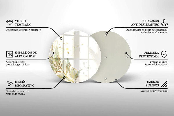 Üveg vágódeszka Akvarell és arany levelek