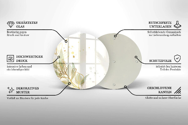 Üveg vágódeszka Akvarell és arany levelek