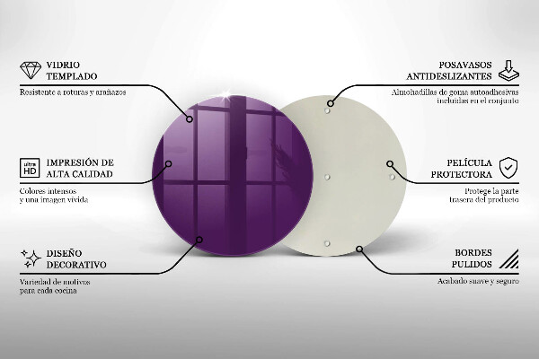 Üveg vágódeszka Lila színű