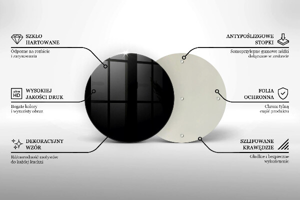 Üveg vágódeszka Fekete szín