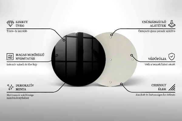 Üveg vágódeszka Fekete szín