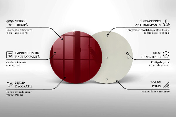 Üveg vágódeszka Bordó színű