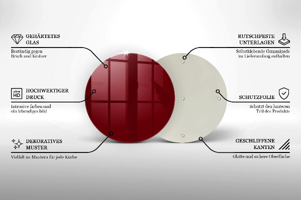 Üveg vágódeszka Bordó színű