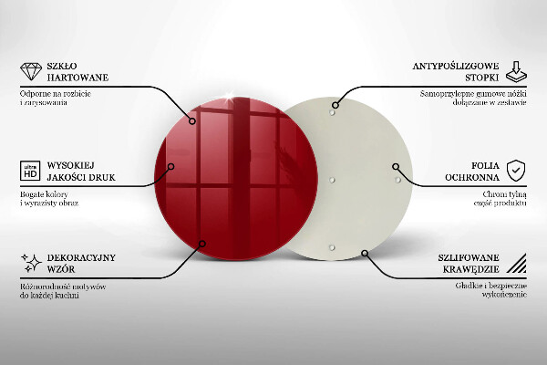 Üveg vágódeszka piros szín
