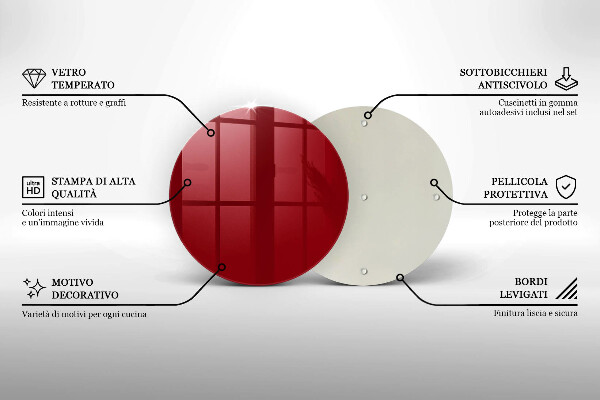 Üveg vágódeszka piros szín